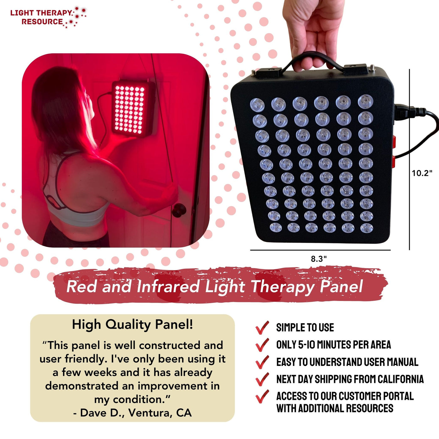 Red and Infrared Light Therapy Panel-easy 2 switch mode!