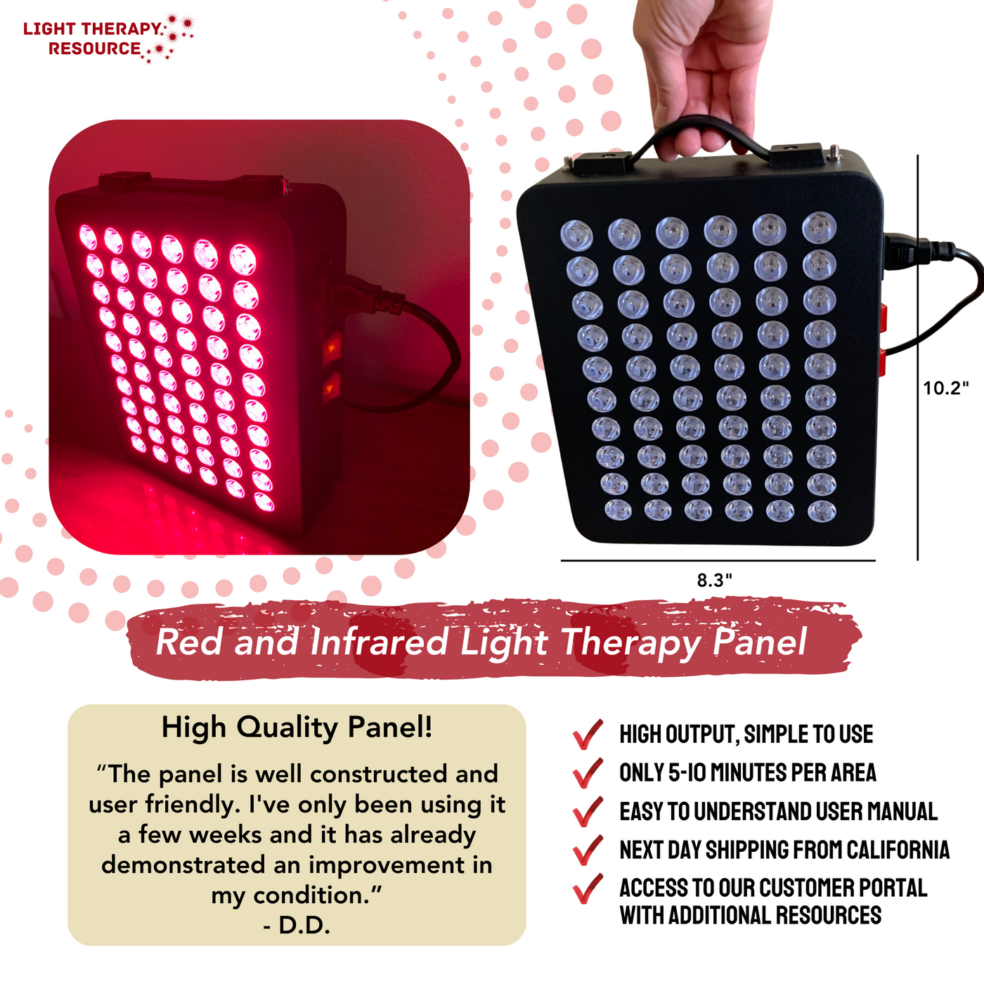 Red and Infrared Light Therapy Panel - High Output Tabletop Panel
